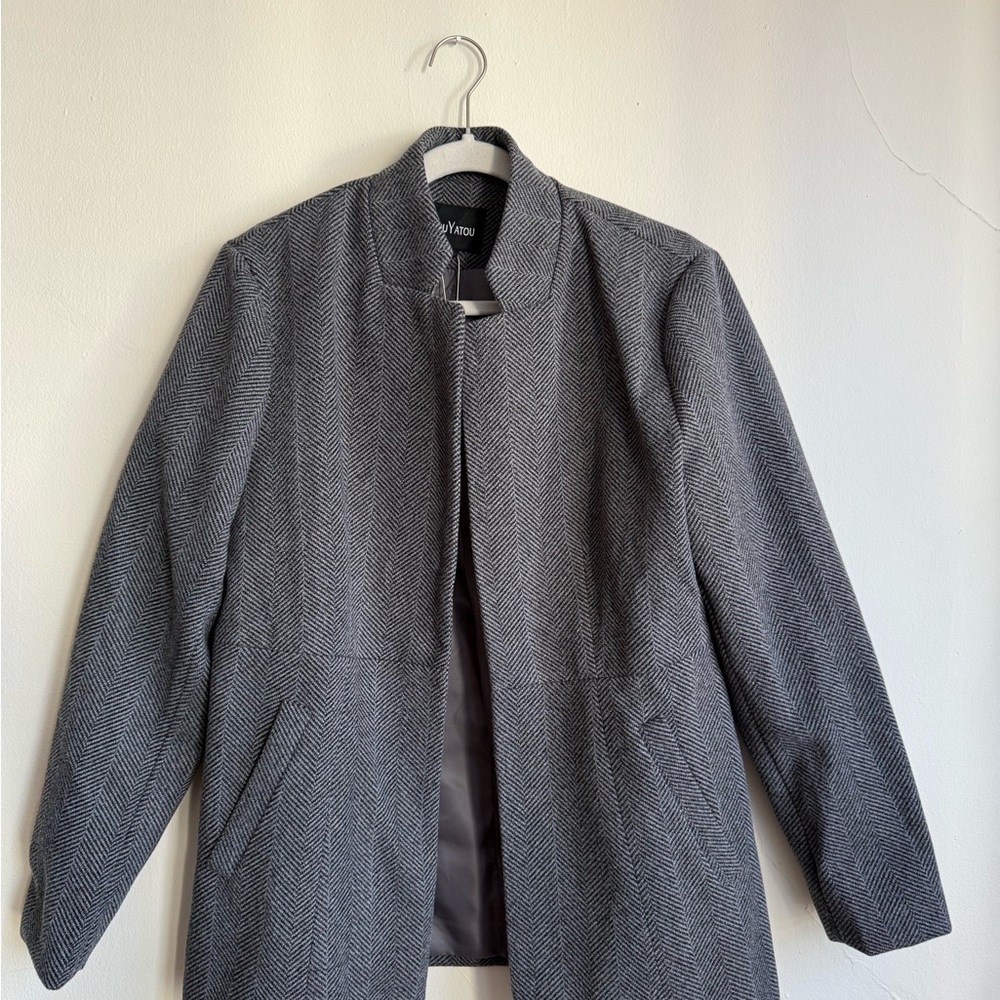 Women's Gray Herringbone Coat